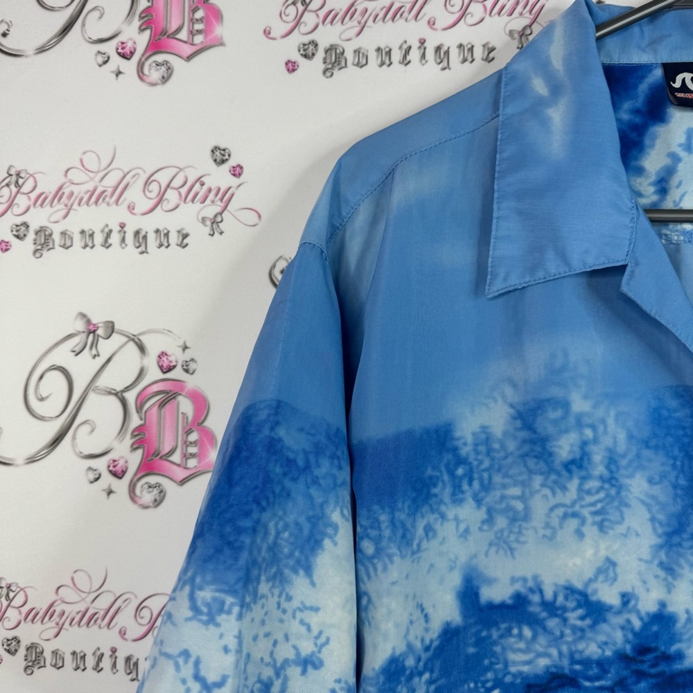Surf guru button up Tshirt vintage surf πββοΈ scene Ocean Wave Print y2k Shirt - Picture 6 of 9